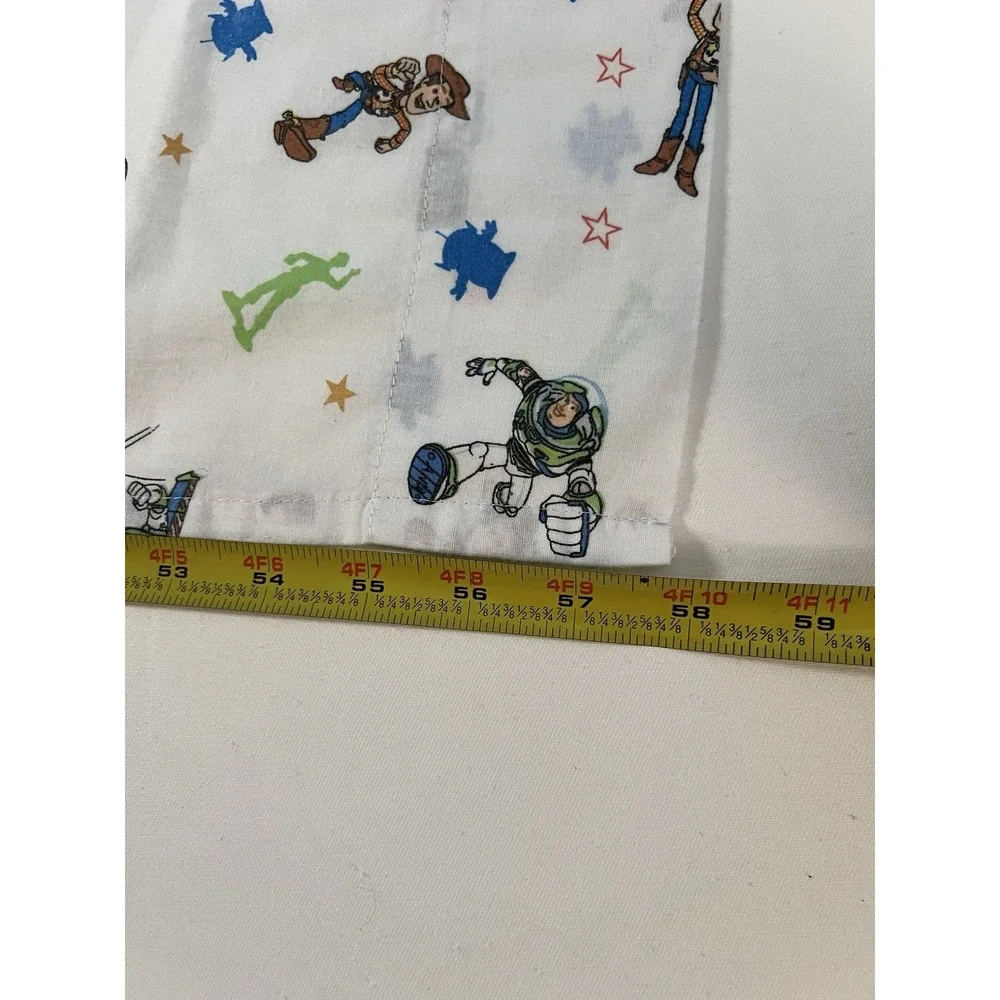 Vintage Disney‎ Pixar TOY STORY Toddler Flat Sheet Andy Buzz Crown Crafts